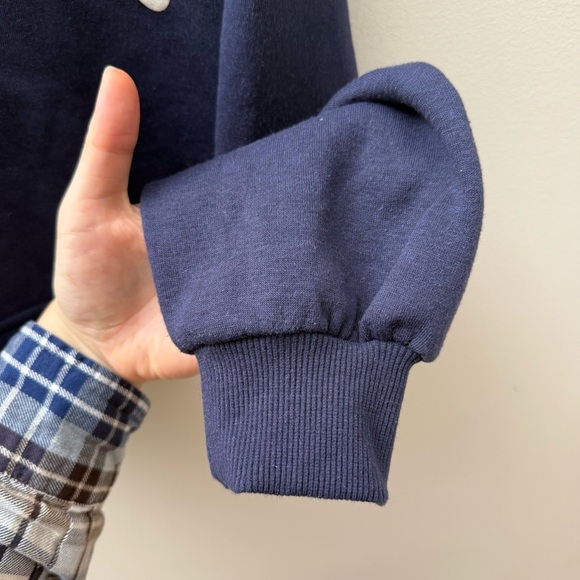 Bershka Navy Cropped Tennis Graphic Sweatshirt with Cream Print - Picture 7 of 11